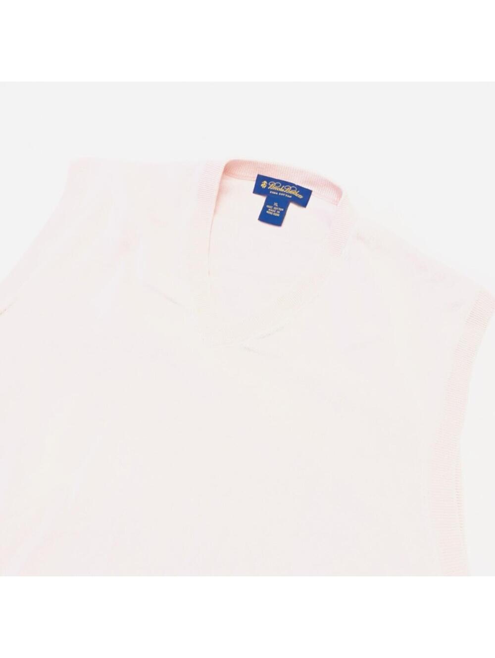 Vintage Brooks Brothers Pima Cotton Sleeveless V-Neck Sweater Vest Light Pink XL